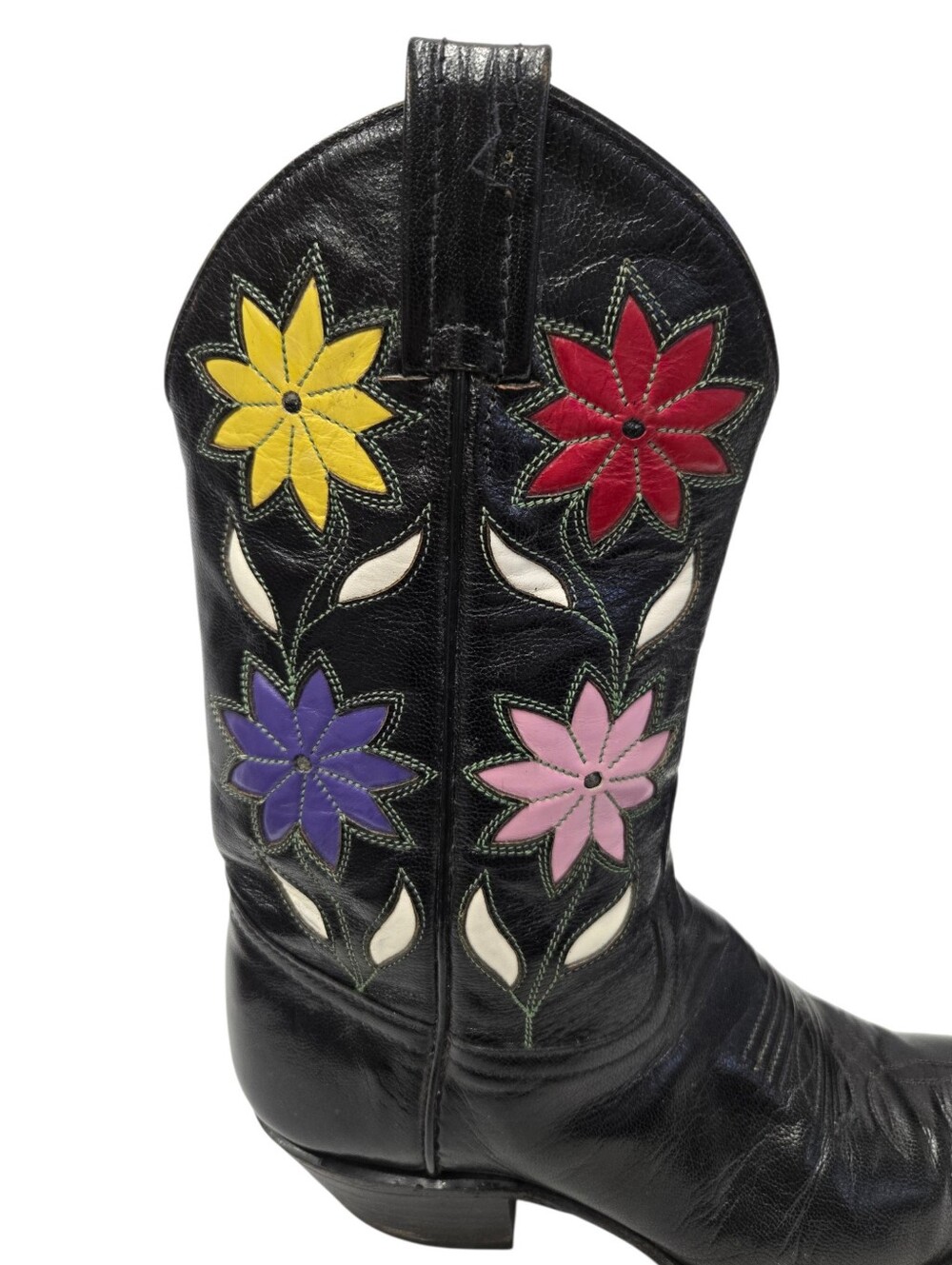 Vintage 1970s Tony Lama Floral Inlay Cowgirl Boots - Picture 6 of 9